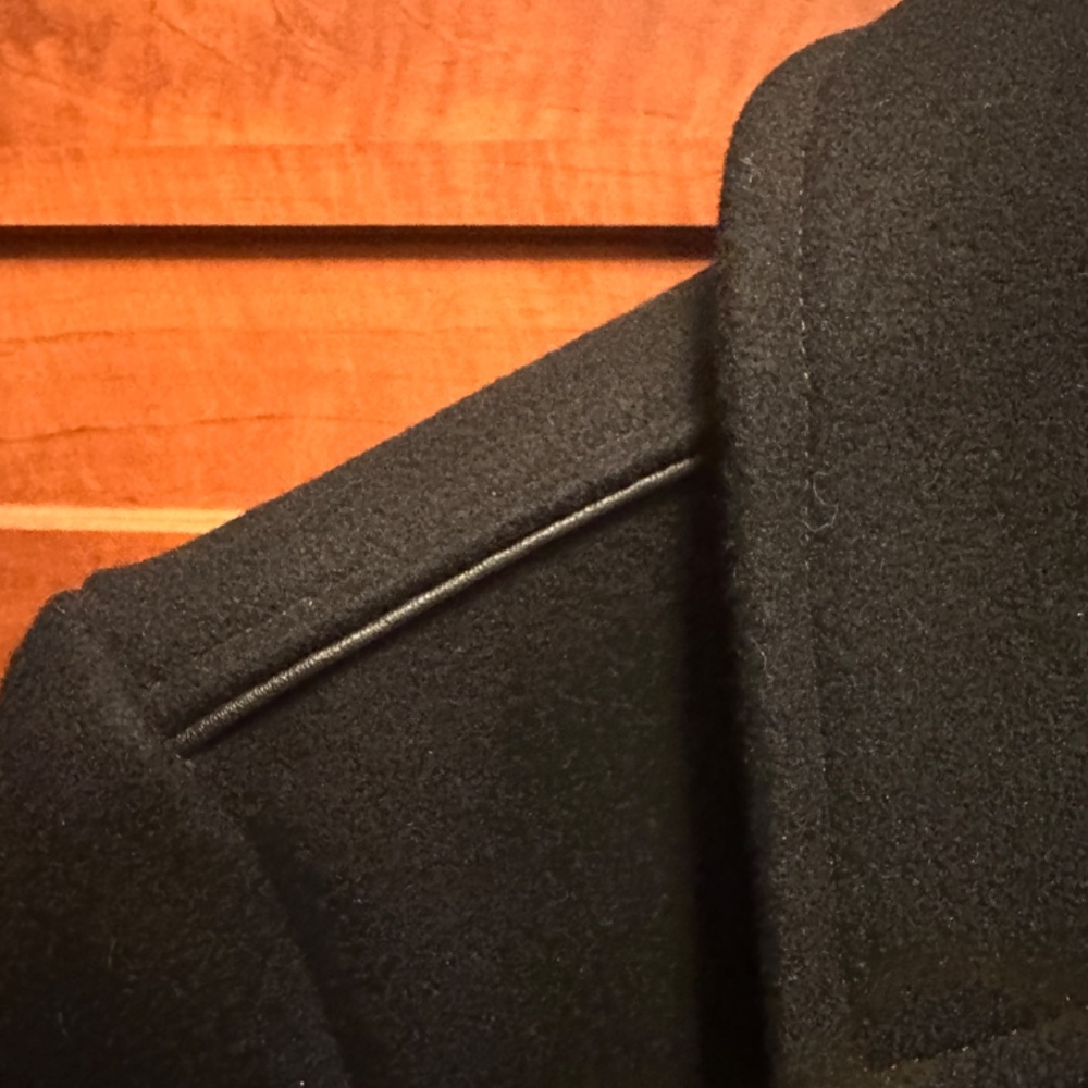 Schmitt NYC 740c Wool Leather Trim Pea Coat - Picture 3 of 6